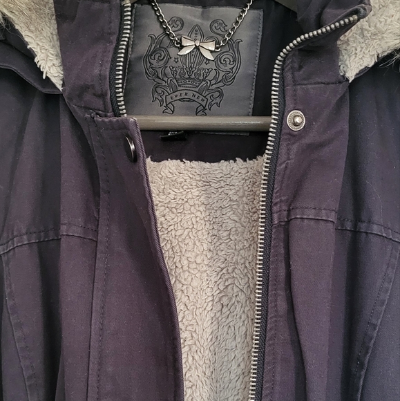 Evernew Navy Faux Fur Hooded Fall Jacket - Picture 4 of 5